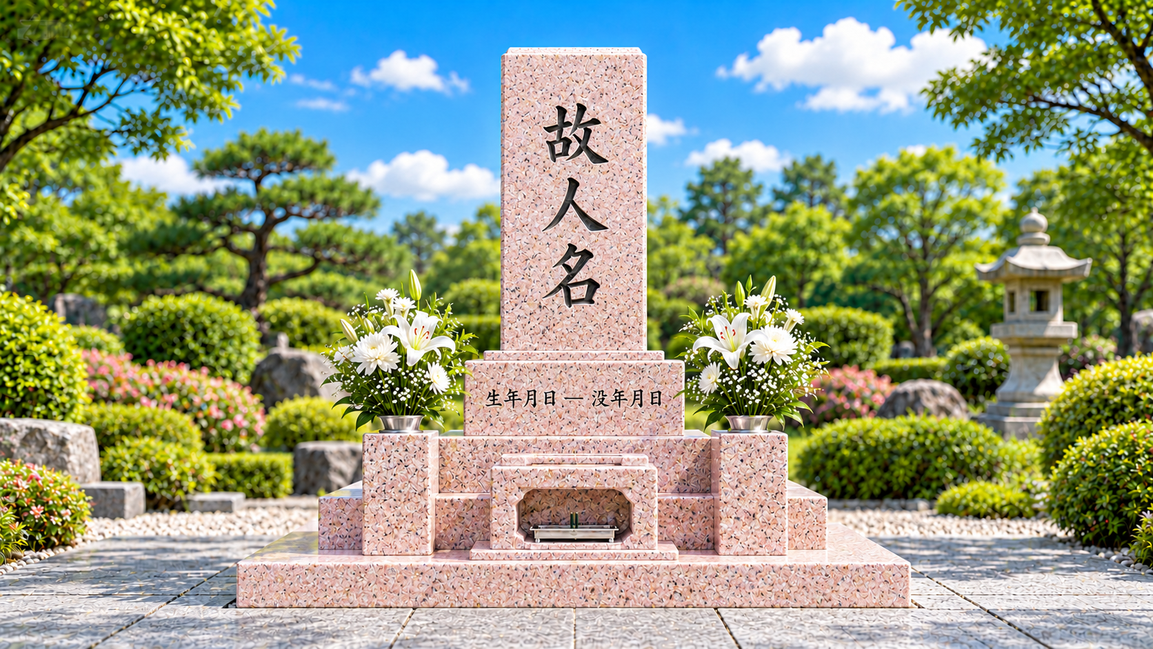 桜色御影石墓地の見本